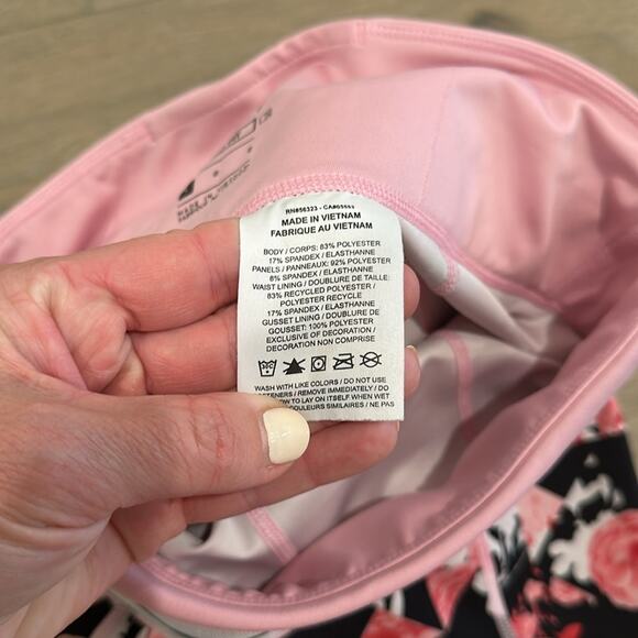 NIKE Girls Pink Black Dri-Fit Floral Abstract Printed Tight Fit Leggings Size L - Picture 9 of 14